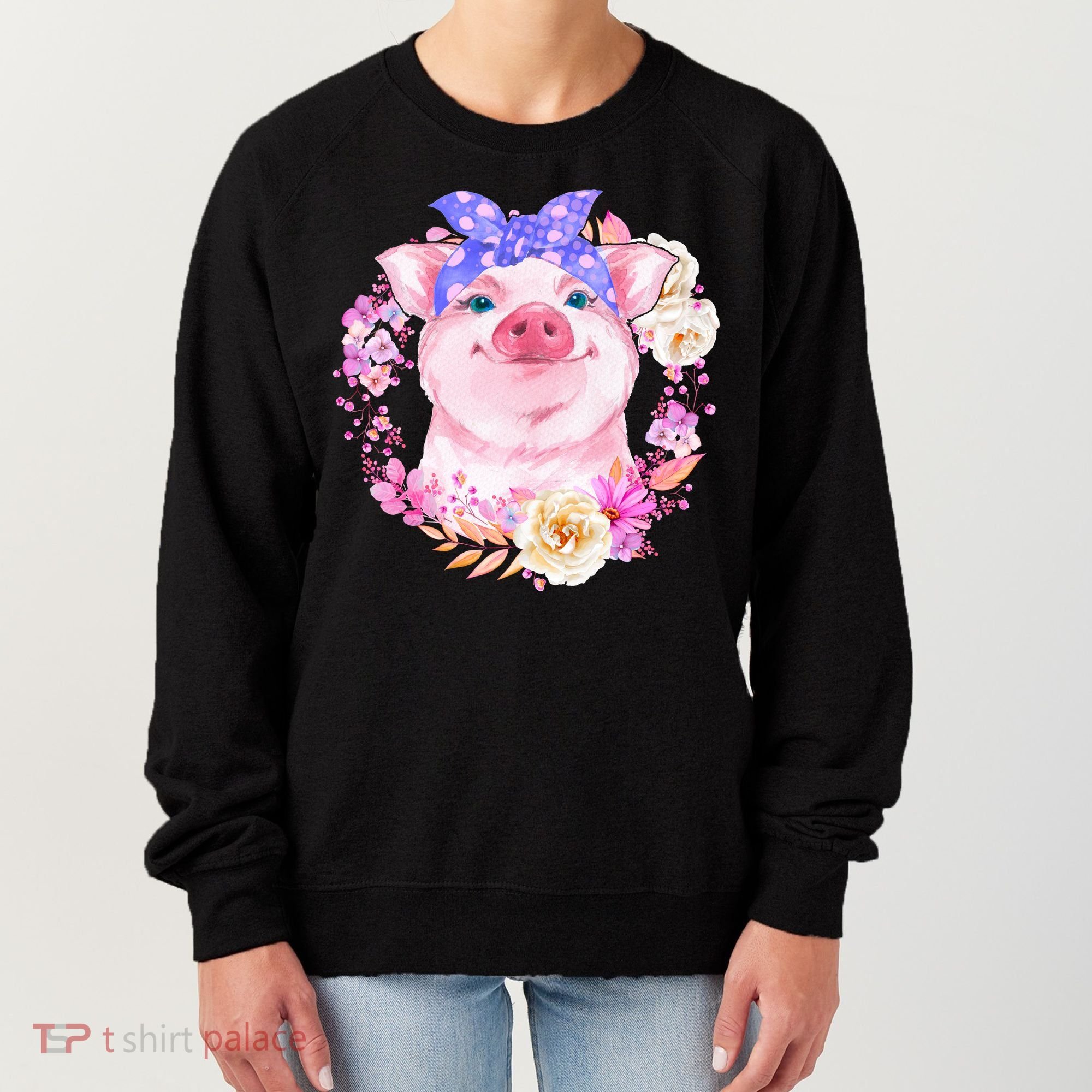 Cute Bandanna Pig Floral Women's Sweatshirt