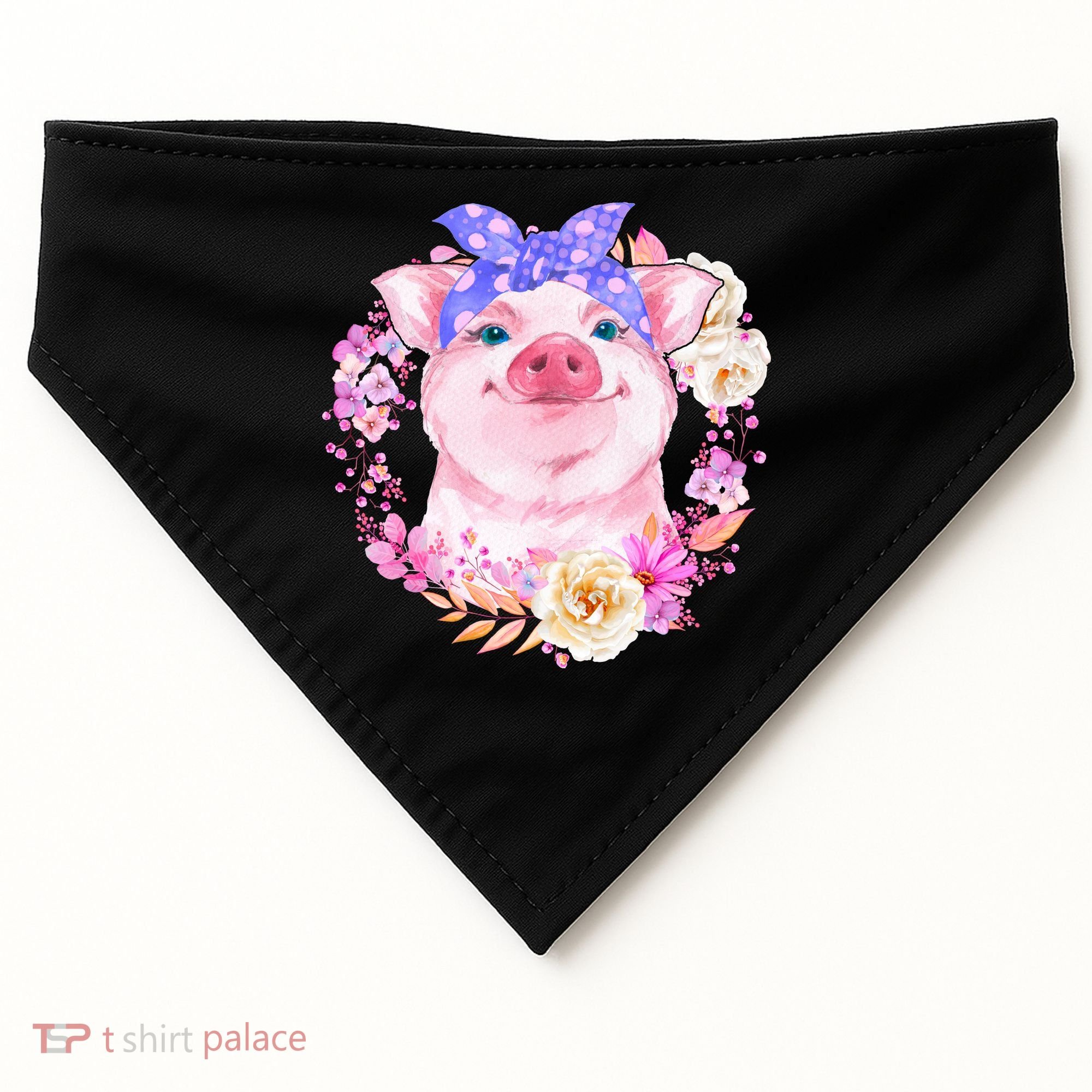 Cute Bandanna Pig Floral USA-Made Doggie Bandana