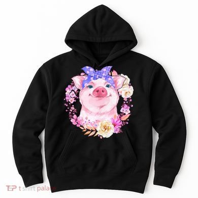 Cute Bandanna Pig Floral Hoodie