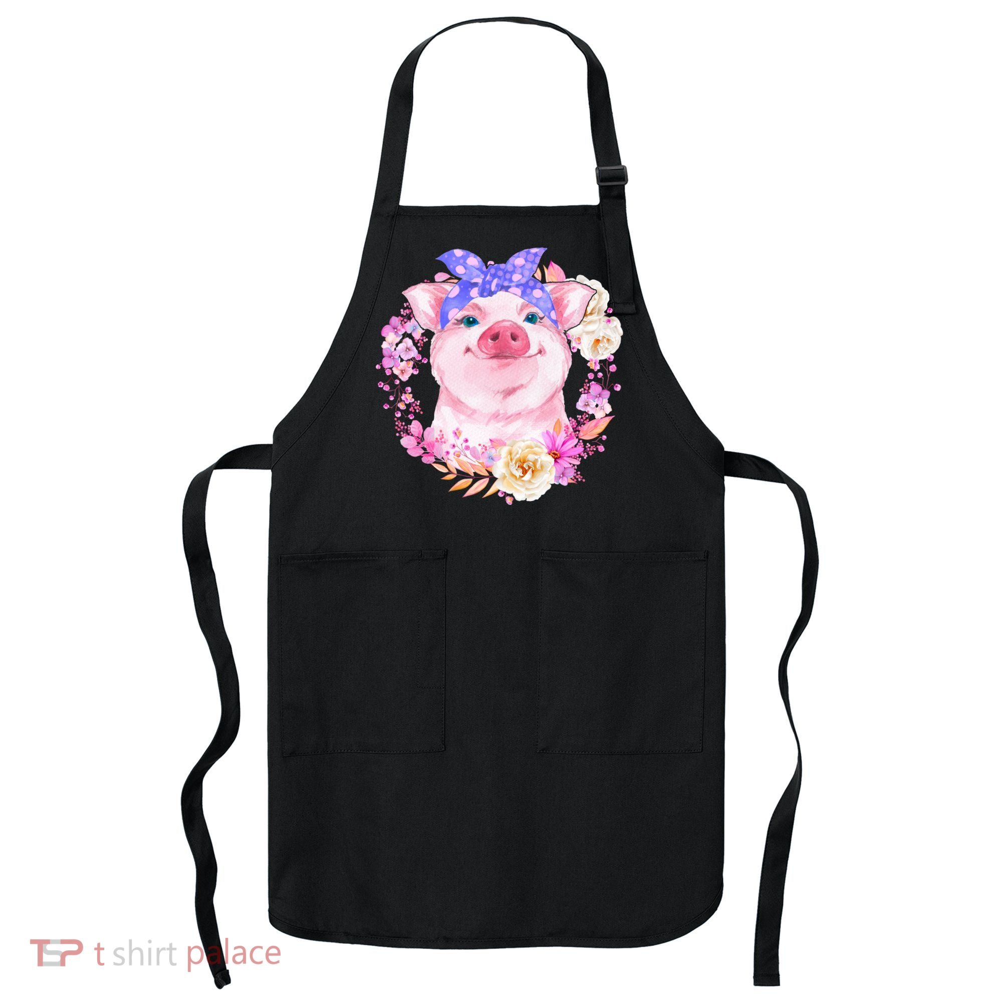 Cute Bandanna Pig Floral Apron