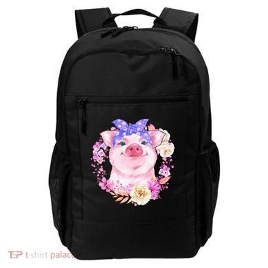 Cute Bandanna Pig Floral Backpack