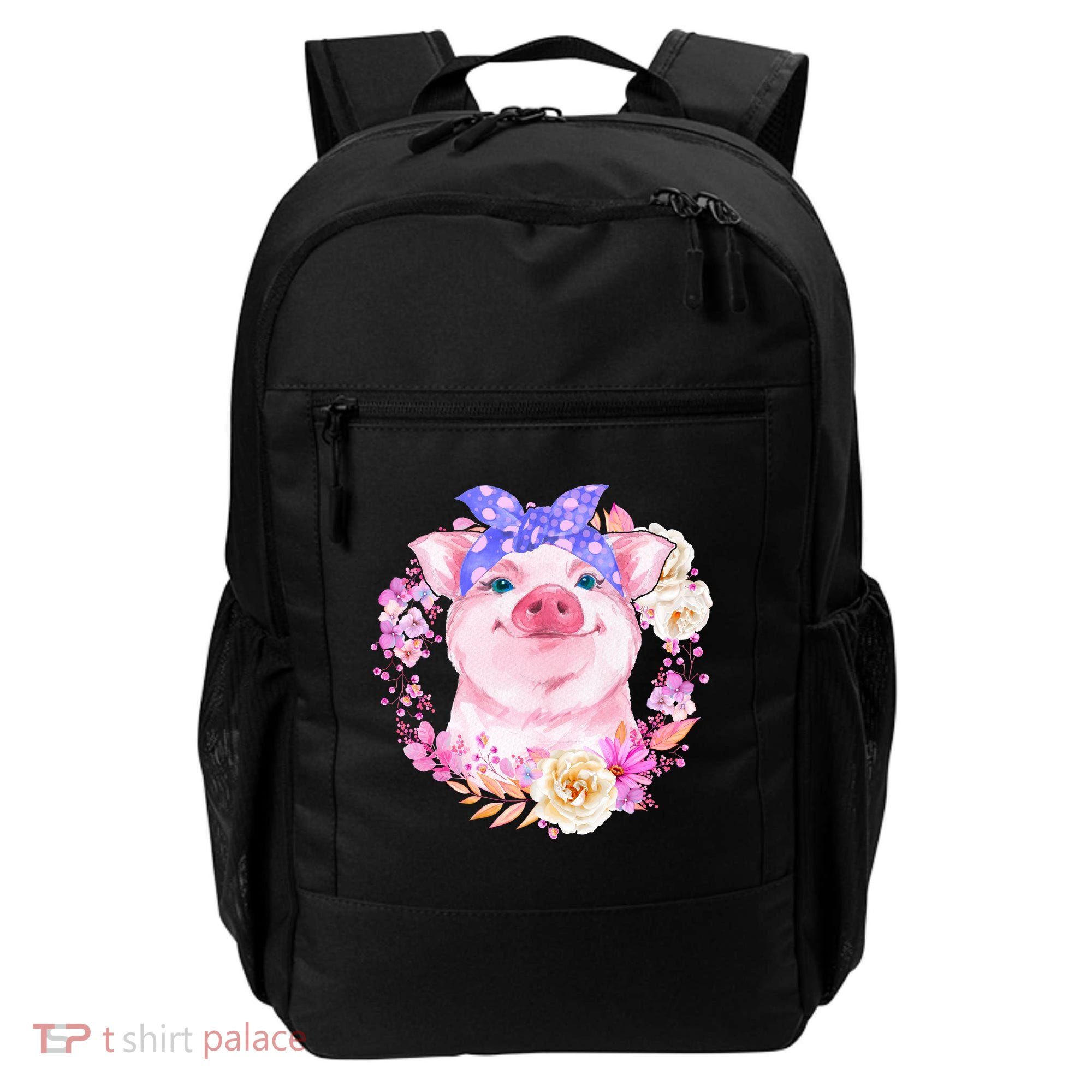 Cute Bandanna Pig Floral Backpack