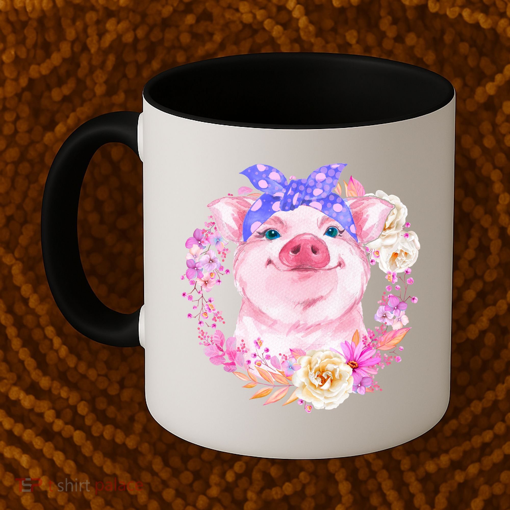 Cute Bandanna Pig Floral Coffee Mug