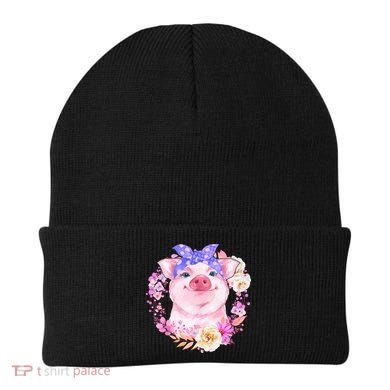 Cute Bandanna Pig Floral Beanie