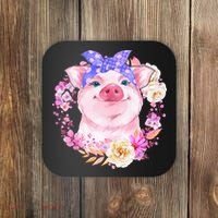Cute Bandanna Pig Floral Coaster thumb 0