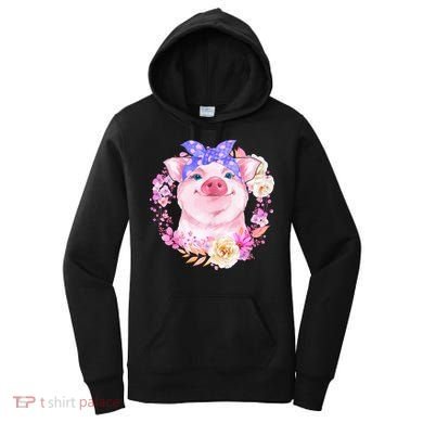 Cute Bandanna Pig Floral Women's Hoodie