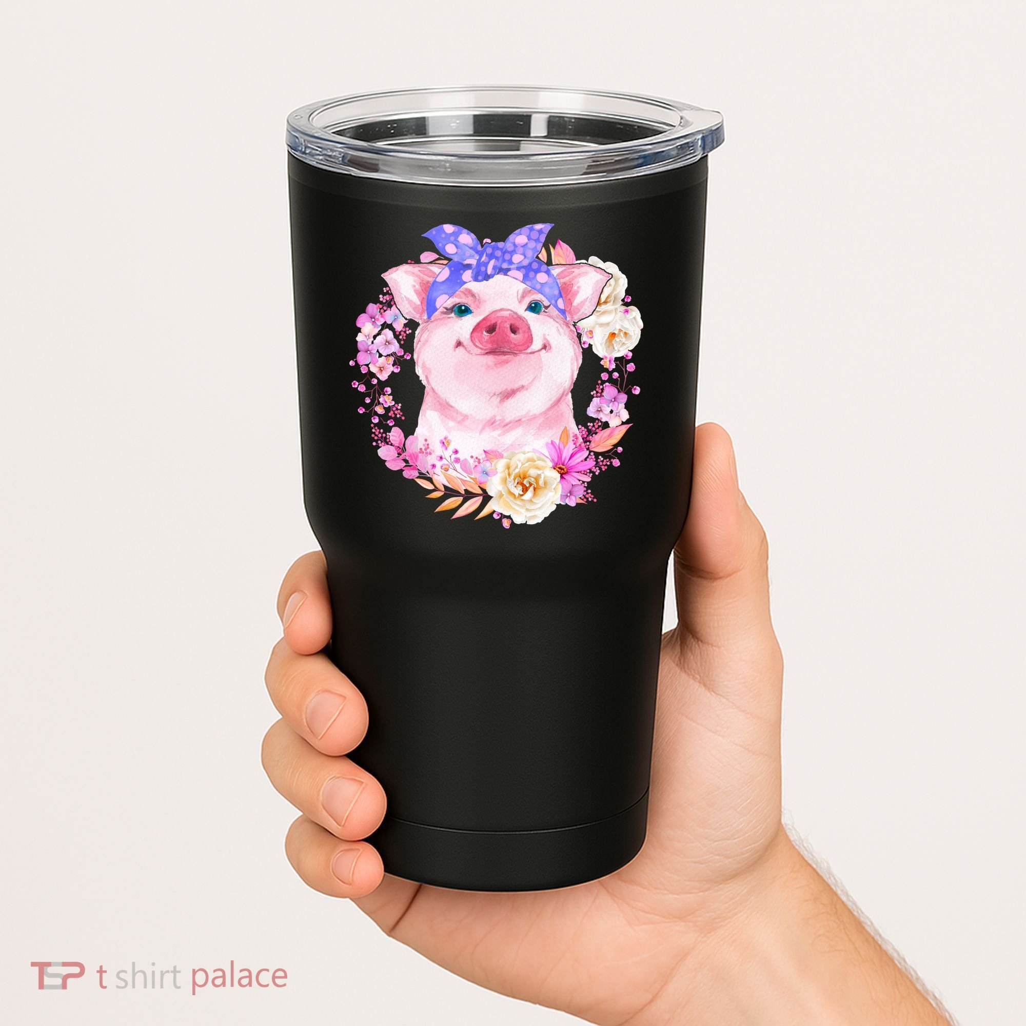 Cute Bandanna Pig Floral Tumbler