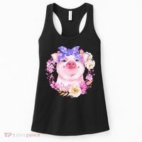 Cute Bandanna Pig Floral Women's Tank Top thumb 0