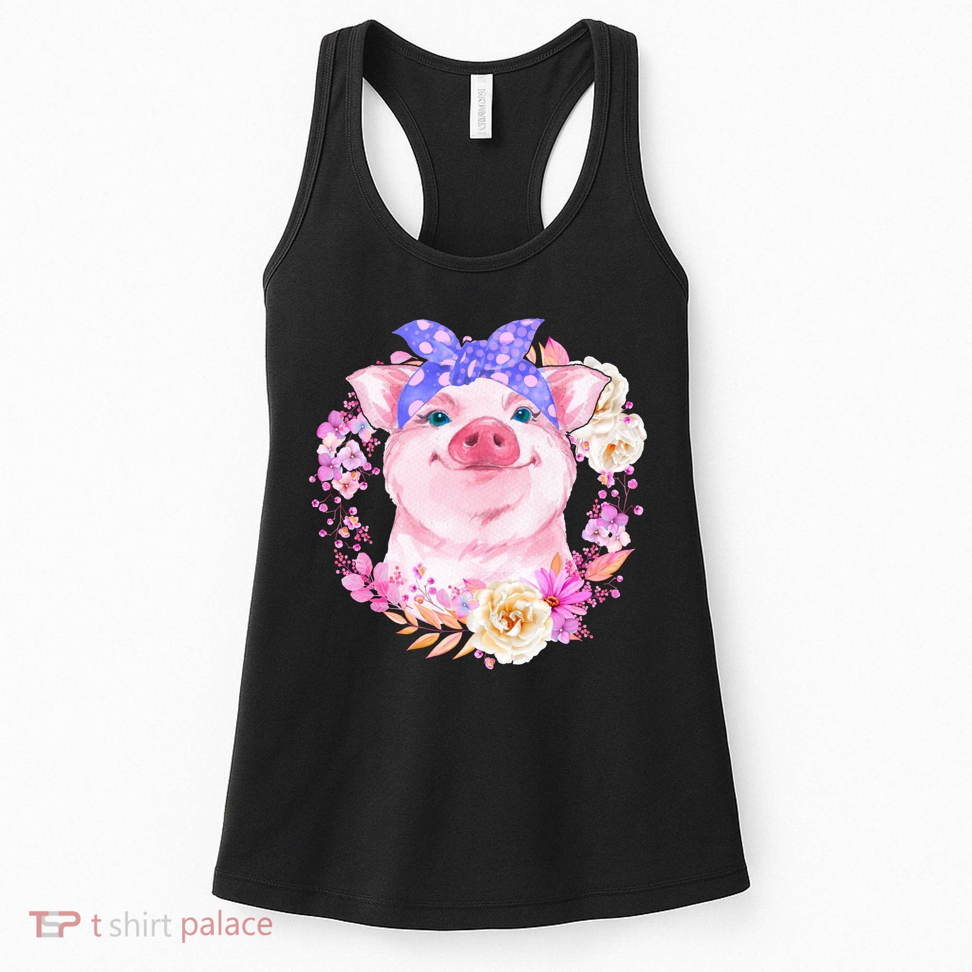 Cute Bandanna Pig Floral Women's Tank Top