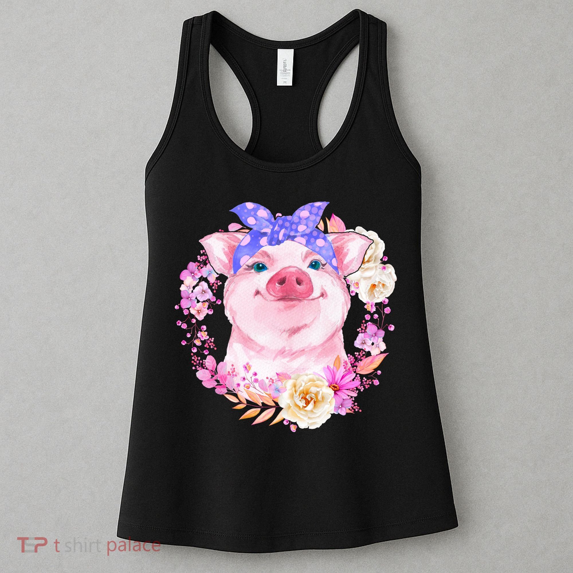 Cute Bandanna Pig Floral Women's Tank Top