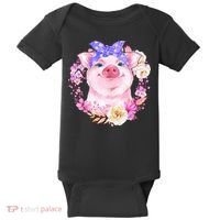Cute Bandanna Pig Floral Baby Bodysuit thumb 0