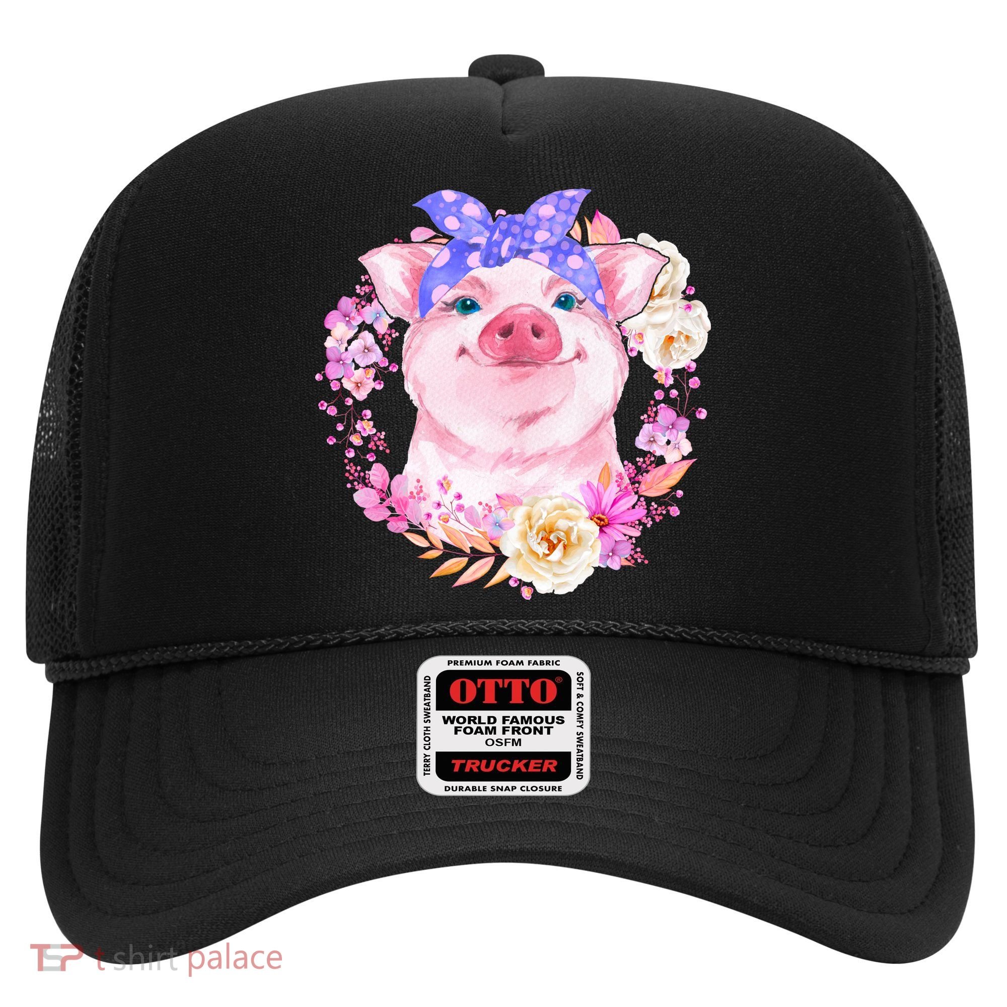 Cute Bandanna Pig Floral Hat
