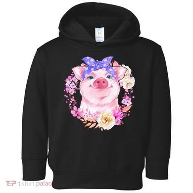 Cute Bandanna Pig Floral Toddler Hoodie