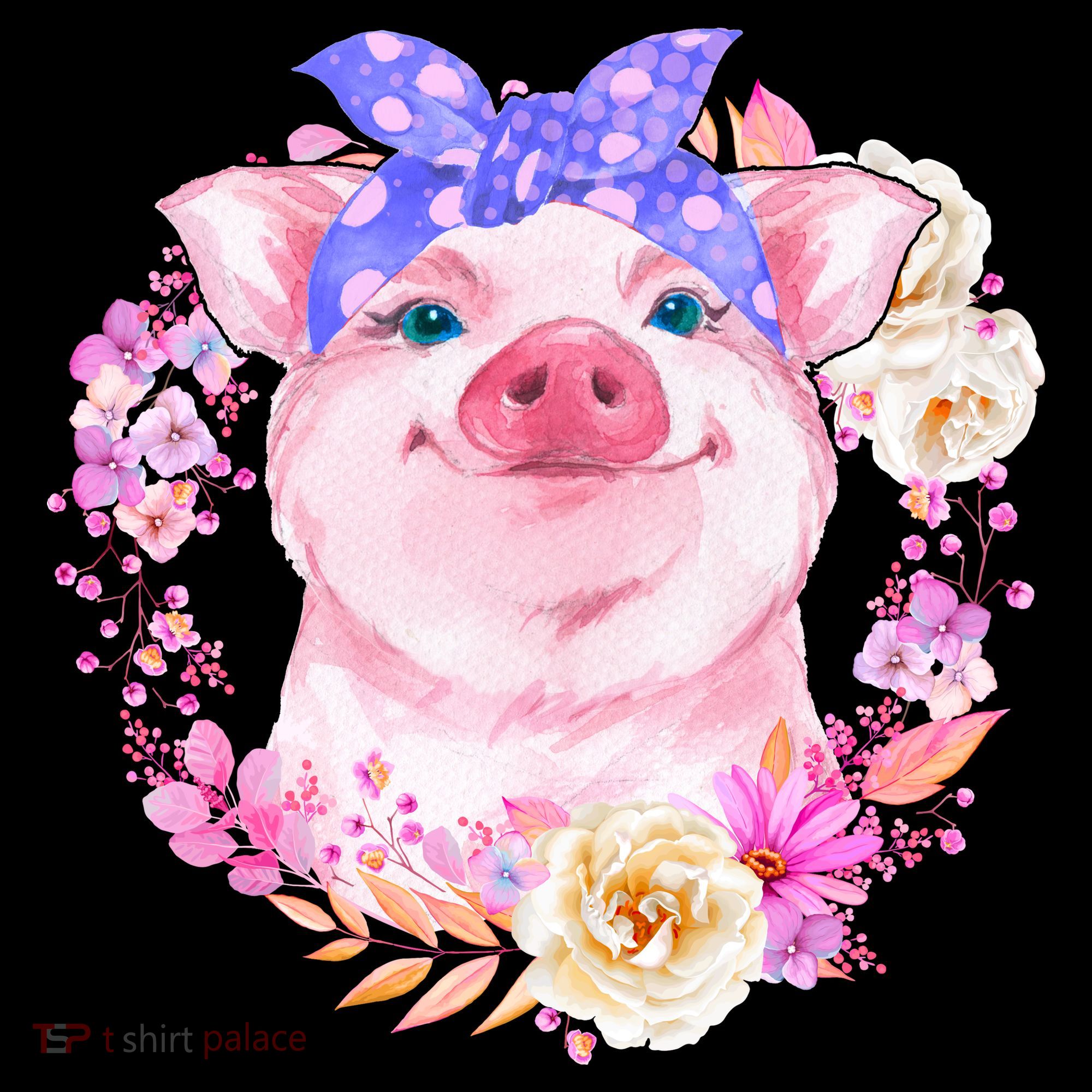 Cute Bandanna Pig Floral Toddler Hoodie