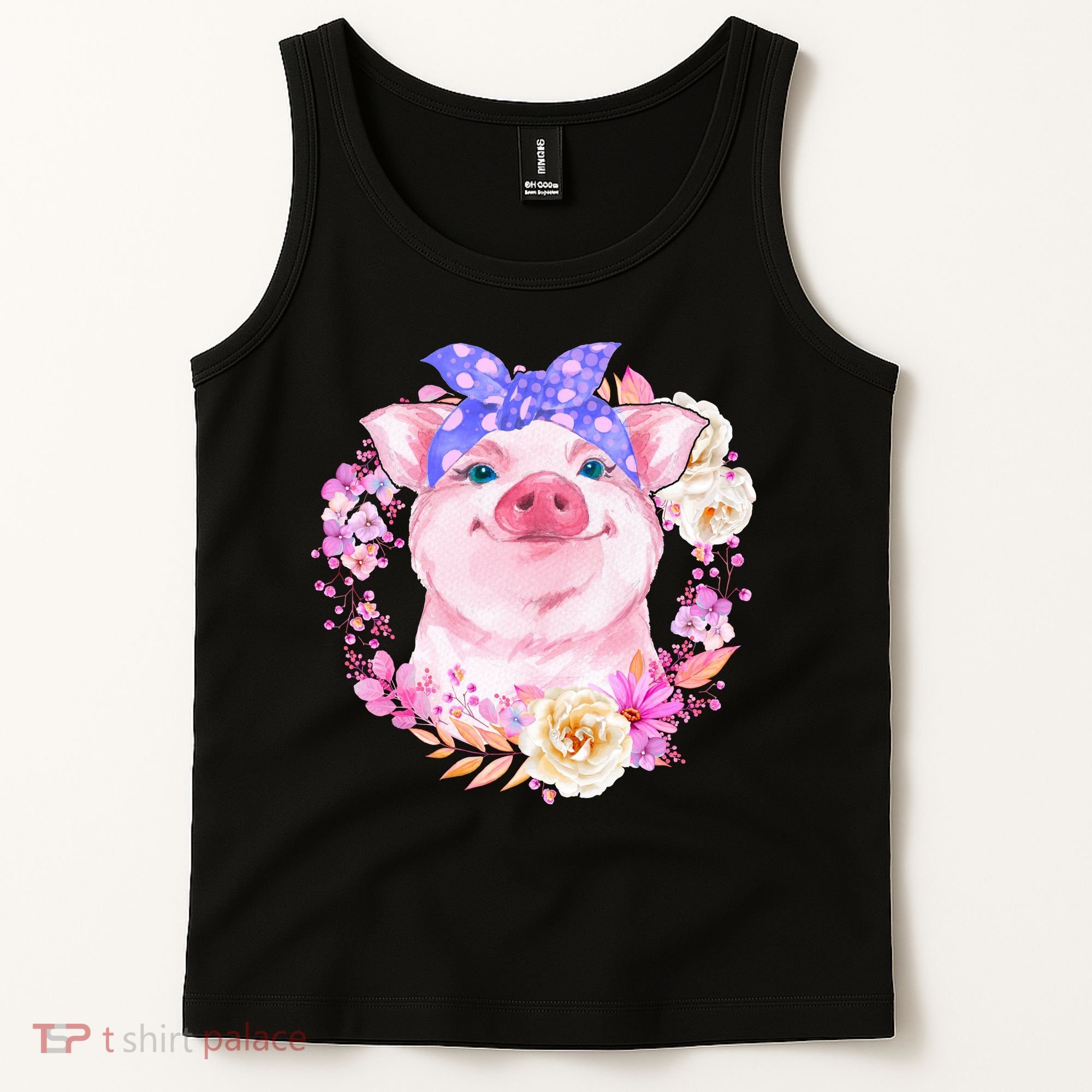 Cute Bandanna Pig Floral Tank Top