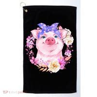 Cute Bandanna Pig Floral Golf Towel thumb 0