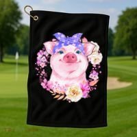 Cute Bandanna Pig Floral Golf Towel thumb 1