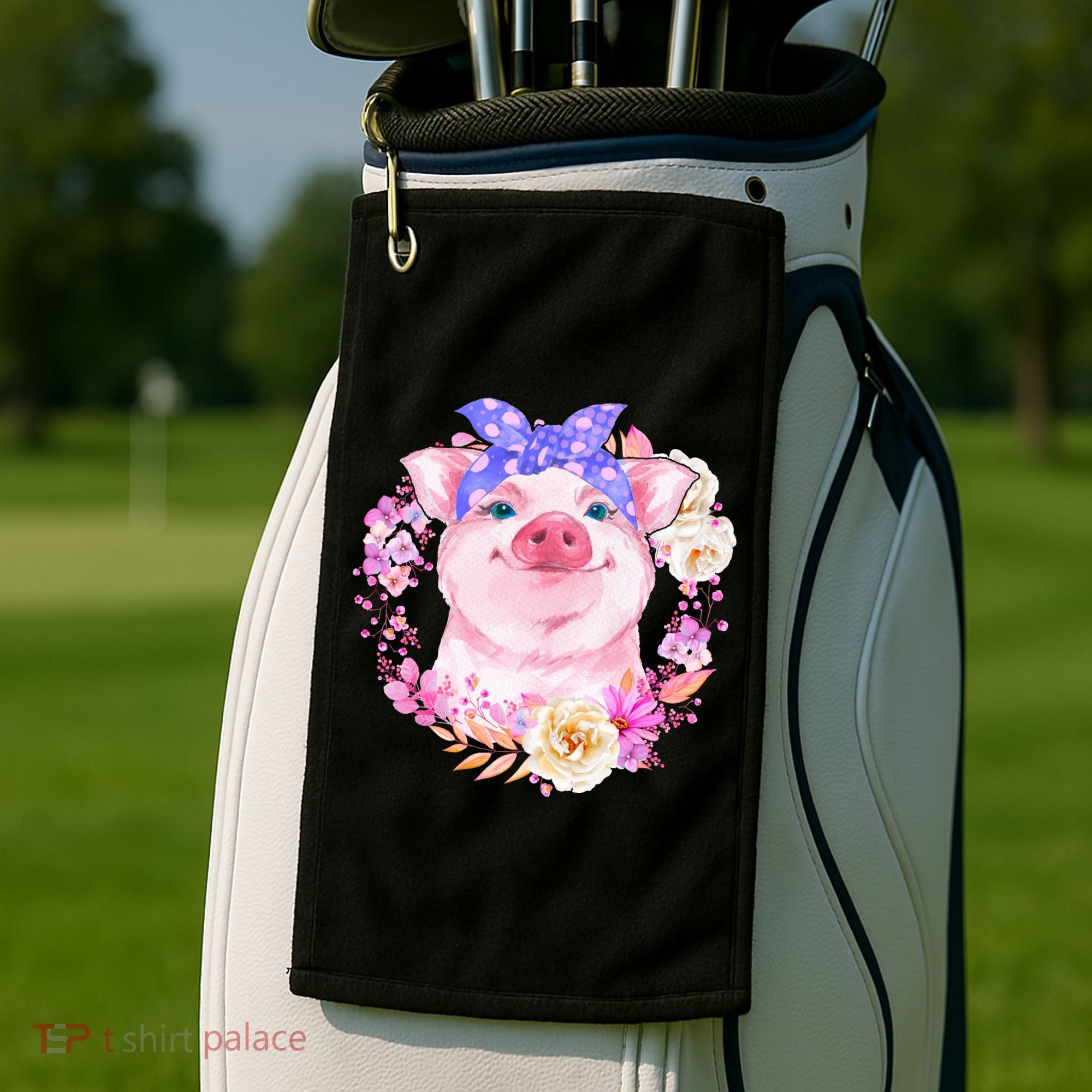 Cute Bandanna Pig Floral Golf Towel
