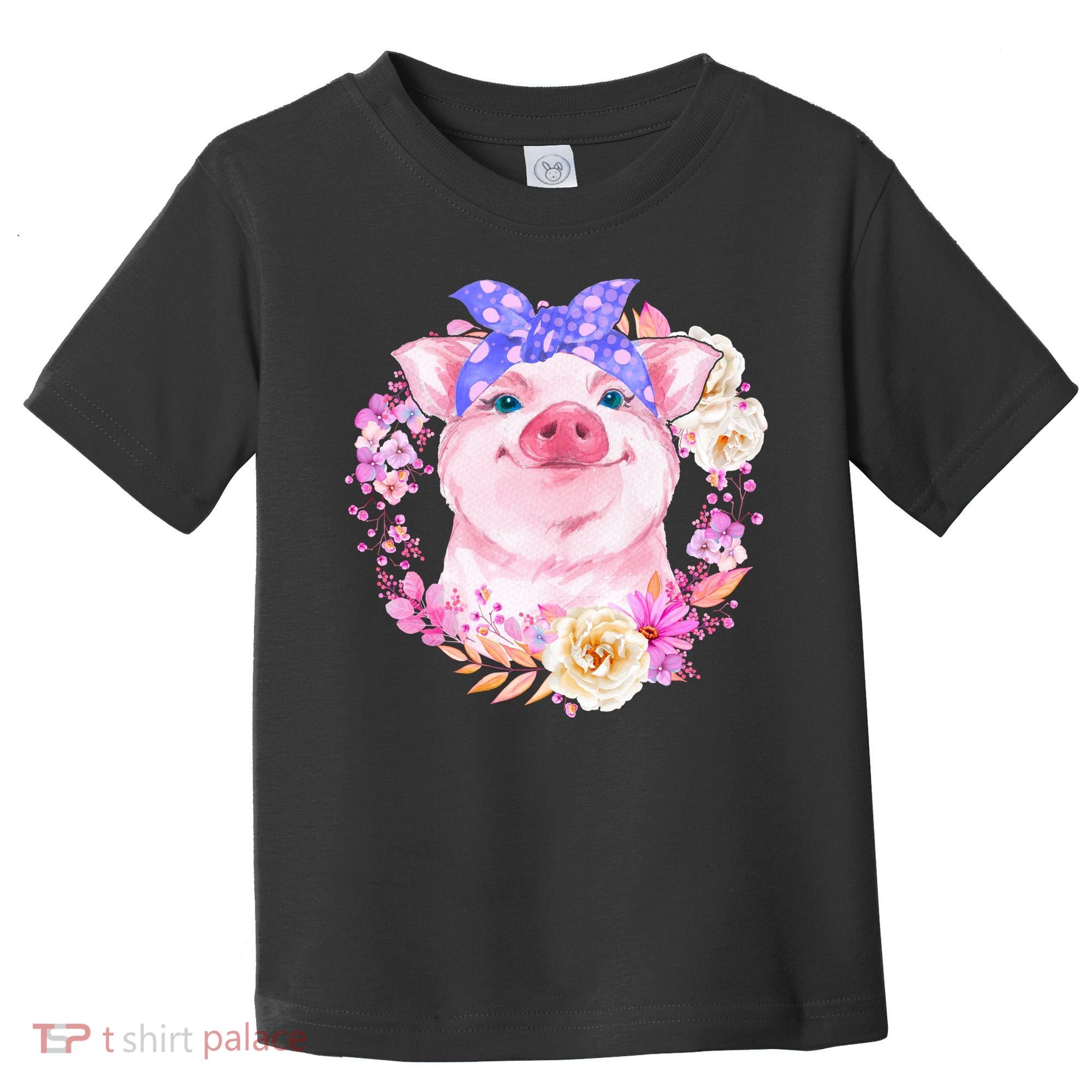 Cute Bandanna Pig Floral Toddler T-Shirt