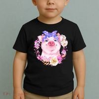 Cute Bandanna Pig Floral Toddler T-Shirt thumb 2