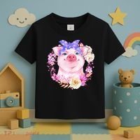 Cute Bandanna Pig Floral Toddler T-Shirt thumb 3