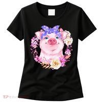 Cute Bandanna Pig Floral Women's T-Shirt thumb 0