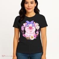 Cute Bandanna Pig Floral Women's T-Shirt thumb 4