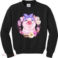 Cute Bandanna Pig Floral Kids Sweatshirt thumb 0