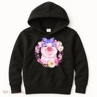 Cute Bandanna Pig Floral Kids Hoodie thumb 0