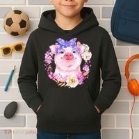 Cute Bandanna Pig Floral Kids Hoodie thumb 2
