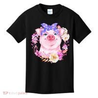 Cute Bandanna Pig Floral Kids T-Shirt thumb 0
