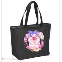 Cute Bandanna Pig Floral Tote Bag thumb 2
