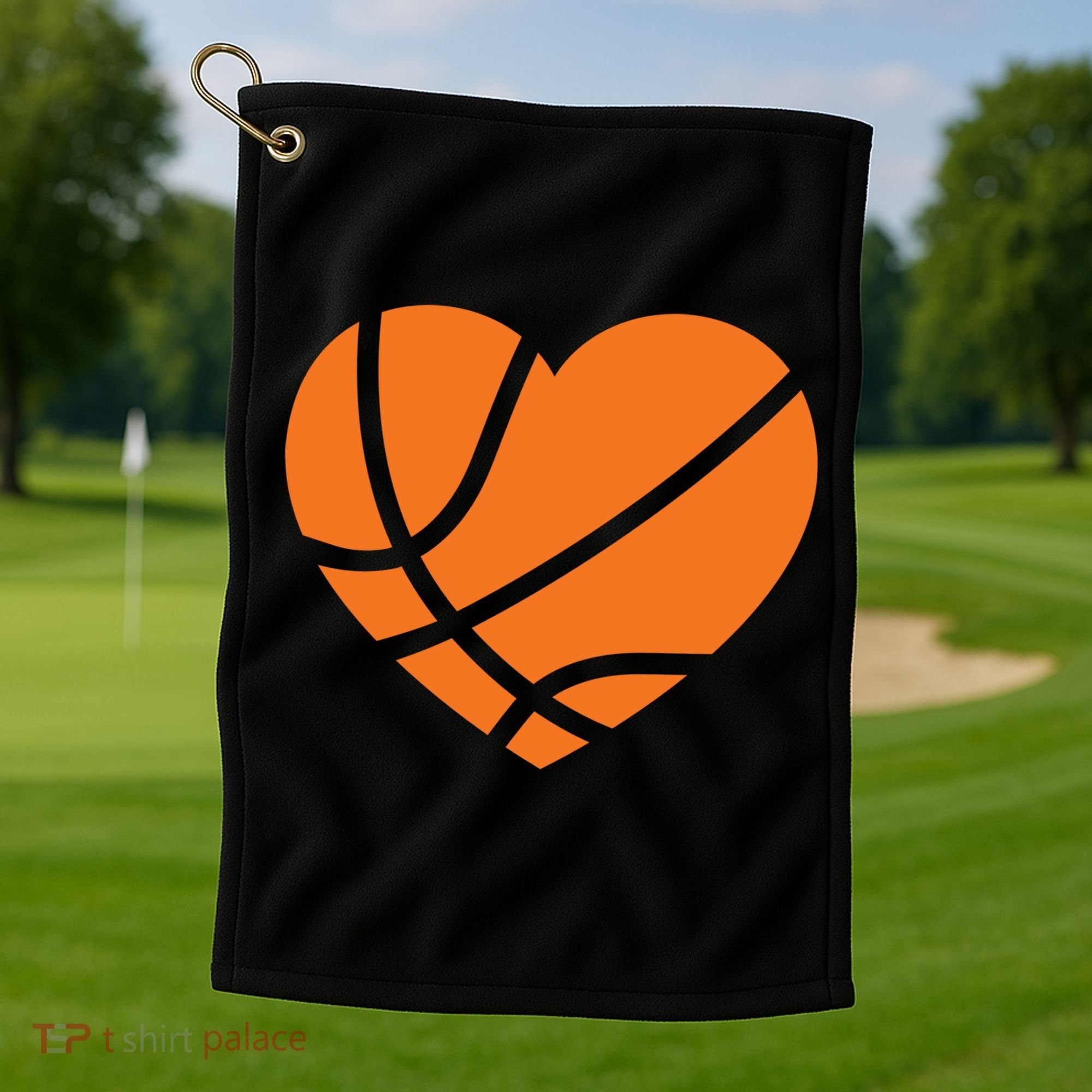 Cute Basketball Heart Golf Towel