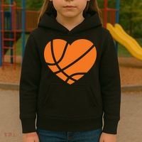 Cute Basketball Heart Kids Hoodie thumb 3