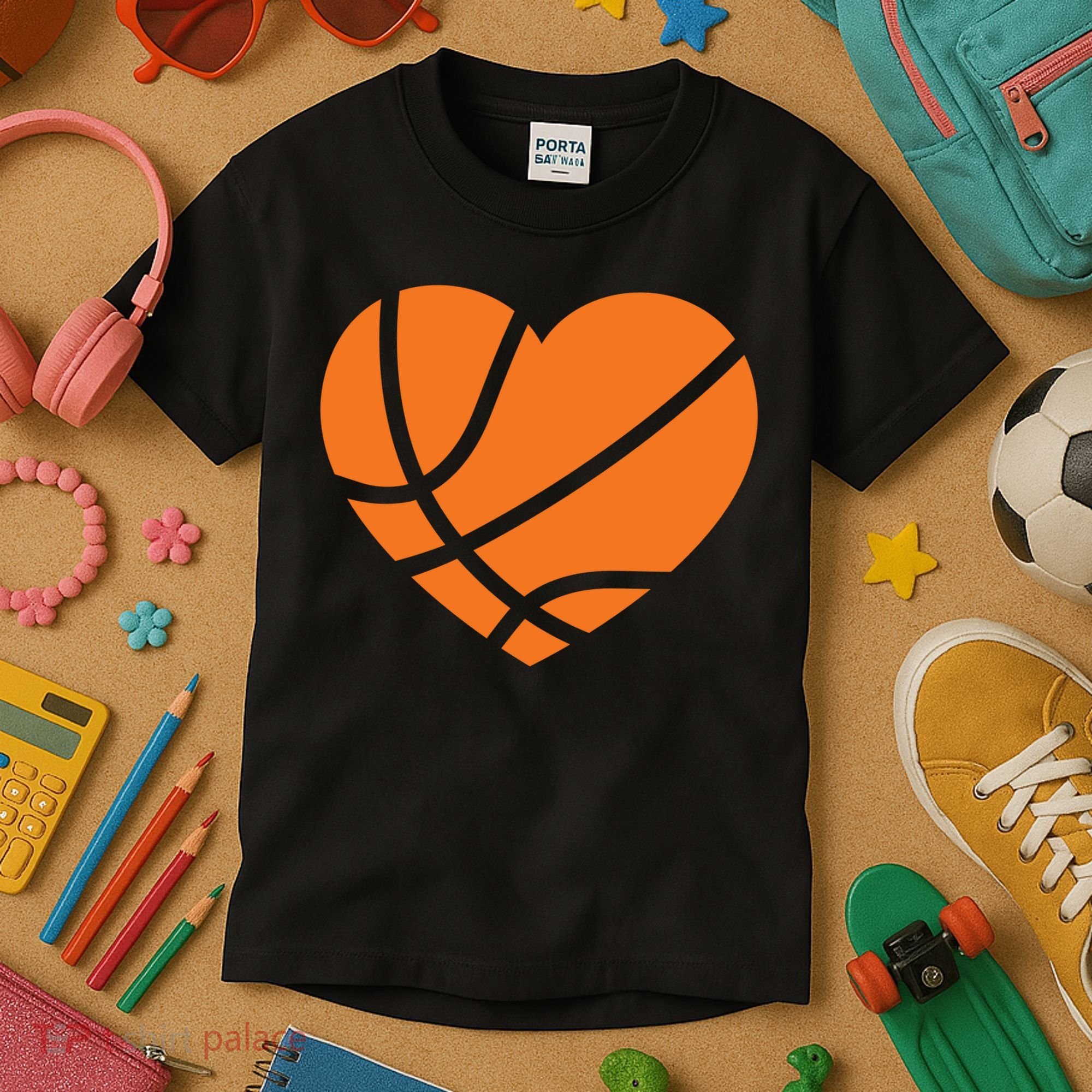 Cute Basketball Heart Kids T-Shirt