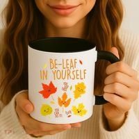 Cute Be-Leaf In Yourself Coffee Mug thumb 3