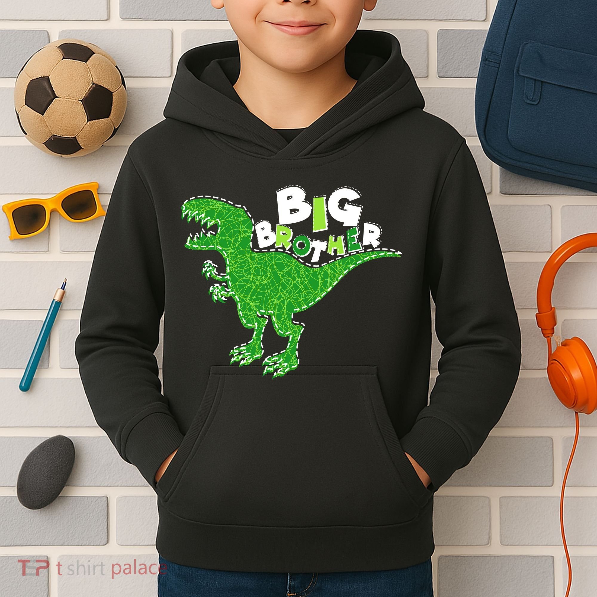 Cute Big Brother T-Rex Dinosaur Kids Hoodie