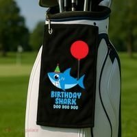Cute Birthday Shark Doo Doo Doo  Golf Towel thumb 2
