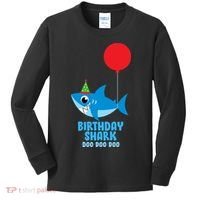 Cute Birthday Shark Doo Doo Doo  Kids Long Sleeve Shirt thumb 0