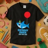 Cute Birthday Shark Doo Doo Doo  Kids T-Shirt thumb 3