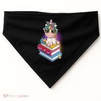 Cute Book Lover Unicorn Back to School USA-Made Doggie Bandana thumb 0