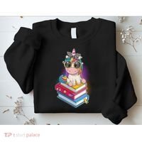 Cute Book Lover Unicorn Back to School Sweatshirt thumb 2
