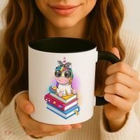 Cute Book Lover Unicorn Back to School Coffee Mug thumb 3