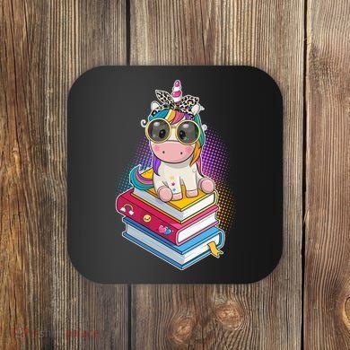 Cute Book Lover Unicorn Back to School Coaster