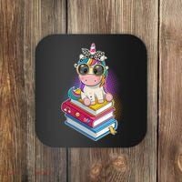 Cute Book Lover Unicorn Back to School Coaster thumb 0