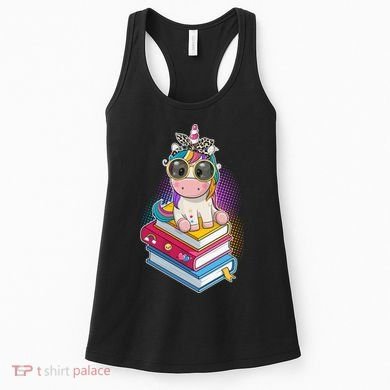 Cute Book Lover Unicorn Back to School Women's Tank Top