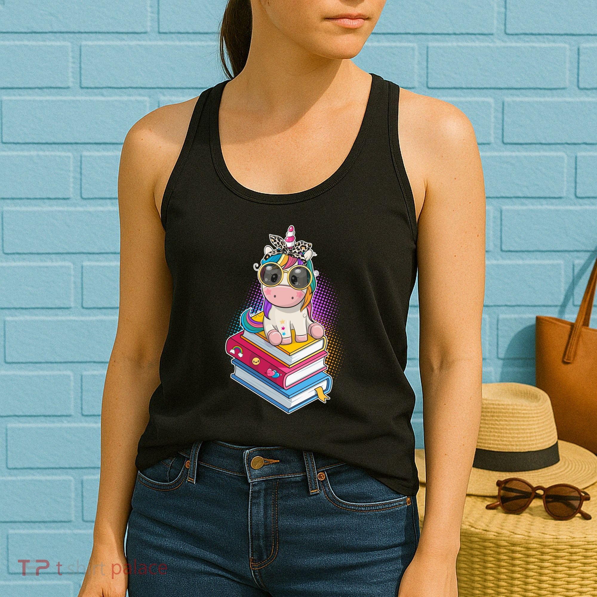 Cute Book Lover Unicorn Back to School Women's Tank Top