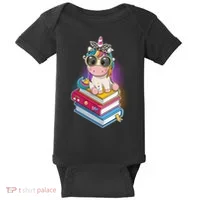 Cute Book Lover Unicorn Back to School Baby Bodysuit thumb 0