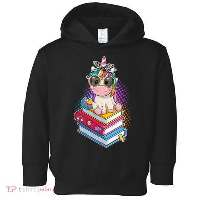 Cute Book Lover Unicorn Back to School Toddler Hoodie