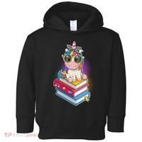 Cute Book Lover Unicorn Back to School Toddler Hoodie thumb 0